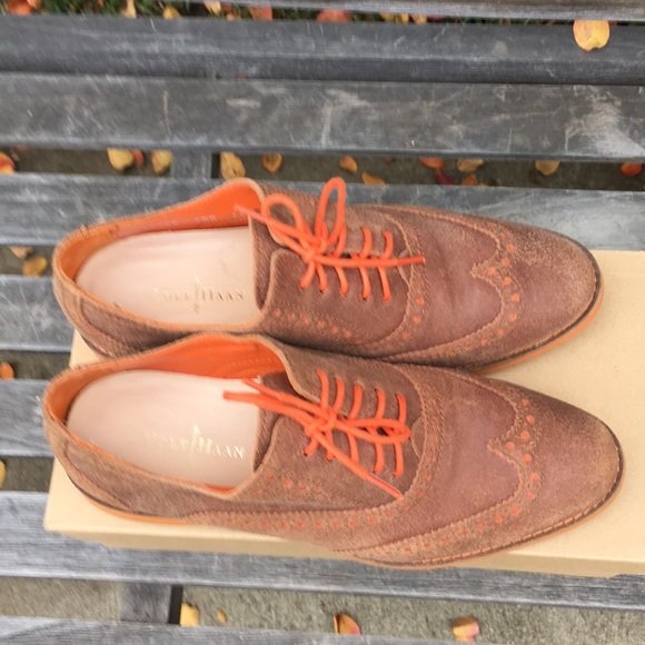 Cole Haan Alisa Oxfords Tan & Coral EUC 7.5 - Picture 2 of 6